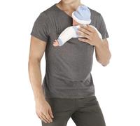 Baby Carrier t-Shirt for dads, Comfortable Kangaroo Pouch Design, Soft Breathable Fabric, Popular Babywearing top, Ideal for Hands-Free bonding with Newborns and Toddlers Grey