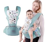 Baby Carrier with Hip Seat,Ergonomic Infant& Child Holder Carrier Kangaroo Bag with Storage Bags,Soft Lightweight Pure Cotton Comfortable Baby Backpack Carrier for Newborn and Toddler,7-55lbs (Green)