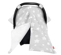 Baby Carseat Canopy, Opening Minky Car Seat Cover for Babies, Star Print Grey Car Seat Canopy Nursing Scarf, Warm Carseat Canopy for Newborn
