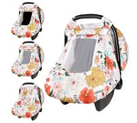 Baby Carseat Cover Girls, Pea Pod Infant Car Seat Covers Canopy for Newborn with 2 Layers Windows of Breathable Mesh/Fabric, Lightweight Polyester/Minky Dot Backing, Snug Fit Most Baby Car Seat