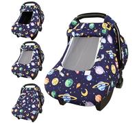 Baby Carseat Cover Winter, Pea Pod Infant Car Seat Covers Canopy for Newborn with 2 Layers Windows of Breathable Mesh/Fabric, Lightweight Polyester/Minky Dot Backing, Snug Fit Most Baby Car Seat