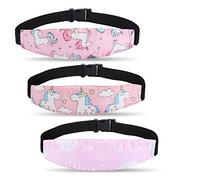Baby Carseat Head Support,Car seat Straps Pillow Support Ban,Stroller Neck Relief Strap Headrest,Slumber Sling Sleep Positioner for Toddler Infants Child Children Kids(Pink Unicorn+Clouds)