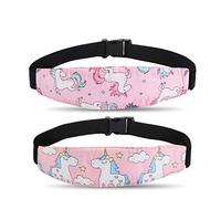Baby Carseat Head Support,Car seat Straps Pillow Support Ban,Stroller Neck Relief Strap Headrest,Slumber Sling Sleep Positioner for Toddler Infants Child Children Kids(Pink Unicorn)