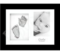 Baby Casting Kit 12x9" Black Shadow Box Cast Photo Frame White Mat, Silver Paint by BabyRice …