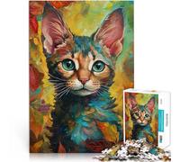 Baby cat in watercolor1000 Piece Jigsaw Puzzles for Adults Challenging Game Gifts Every Piece is Unique - Challenging Family Fun Game 38x26cm