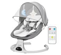 Baby Chair, Music Bluetooth Enabled Electric Swing with 5 Swing Speed 3-Stage Timer Portable Baby Electric from Birth for 0 Months Plus Newborn Boys Girls (Grey)
