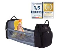 Baby Changing Backpack Deluxe with Cot - Baby Bag Changing Bag Set: Baby Backpack, Changing Mat, Integrated Cot, Stroller Hook (Black)