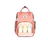 Baby Changing Bag Backpack Large Nappy Changing Baby Bag Waterproof Mommy Bag with Stroller Straps and Changing Pad (Orange Pink)