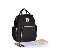 Baby Changing Bag Backpack Large Nappy Changing Baby Bag Waterproof Mommy Bag with Stroller Straps and Changing Pad (Black)