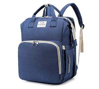 Baby Changing Bag,Multifunctional Diaper Bag Folding Nappy Portable Folding Crib Mommy Bag,Mother and Baby Bag (Navy Blue)