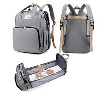 Baby Changing Bag,Multifunctional Diaper Bag Folding Nappy Portable Folding Crib Mommy Bag,Mother and Baby Bag (Gray)