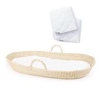 Baby Changing Basket - Handmade Moses Basket Changing Basket for Baby Table Topper - 2 Organic Cotton Washable Diaper Changing Pads CPSC Compliant