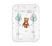 Baby Changing Mat 50x70 cm, White with Bear - Waterproof & Wipe Clean, Soft for Newborns - Changing Table Mat for Dresser - Padded Baby Care mat
