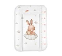 Baby Changing Mat 50x70 cm, White with Rabbit - Waterproof & Wipe Clean, Soft for Newborns - Changing Table Mat for Dresser - Padded Baby Care mat