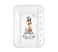 Baby Changing Mat 50x70 cm, White with Safari Animals - Waterproof & Wipe Clean, Soft for Newborns - Changing Table Mat for Dresser - Padded Baby Care mat