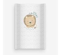 Baby Changing Mat 70x47 cm, White with Lion - Wipe Clean & Soft, Raised Sides for Safety - Changing Table Mat for Dresser - Padded Baby Care mat with Comfort Filling