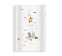 Baby Changing Mat 70x47 cm, White with Mouse - Wipe Clean & Soft, Raised Sides for Safety - Changing Table Mat for Dresser - Padded Baby Care mat with Comfort Filling