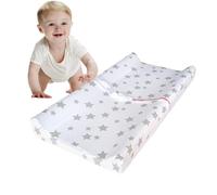 Baby Changing Mat,Anti Roll Changing Mat with Safety Buckle, Curved Sides and Raised Edges, Padded Waterproof Baby Nappy Change M at, 80cm x 40cm x10cm (Stars)