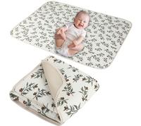 Baby Changing Mat Waterproof Changing Mat with 100% Muslin Cotton Front and Leather Backing Soft and Absorbent Portable Changing Mat 50x65cm