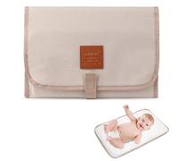 Baby Changing Mat, Wipe-Clean Changing Mat for Newborns, Portable Nappy Changing Mat, Travel Baby Change Mat, Foldable Changing Matt Baby, for Changing diapers babies outside, Beige