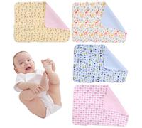 Baby Changing Pad, 4PCS 20x28 Inch Waterproof Changing Pad, Breathable Cotton Liner, Washable Resuable Diaper Mat for Home, Bedroom, Travel, Camping