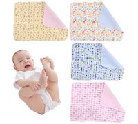 Baby Changing Pad, 4PCS 20x28 Inch Waterproof Changing Pad, Breathable Cotton Mat Liner, Washable Resuable Diaper Mat for Home
