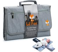 Baby Changing Pad by Lil Fox. Portable for Diaper Bag or Table Pad. One-Hand Change Shower Gifts, Newborn Essentials, Unisex Stuff Block Grey
