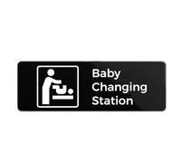 Baby Changing Station Sign, Durable ABS Plastic with Full Adhesive Backing, Sign for Restroom Door or Wall, 3x9"