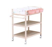 Baby Changing Table,Baby Diaper Table,Portable Infant Changing Station Shelf, Easy to Clean Waterproof Surface, Non Slip Foot Covers Massage Table Adjustable Storage Foldable Safety Nursery Wood