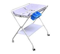 Baby Changing Table,Diaper Table Foldable Cradle Bed 2 in 1 Infant Portable Bath Tub Unit, Station Storage Dresser with Lockable Wheels Changing Station