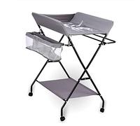 Baby Changing Table Foldable Children Changing Unit Adjustable Care Baby Furniture Diaper Organizer with Storage Bags and Wheels, Space-Saving Mobile Nursery Infant Massage Unit for 0-12 Month, Gray