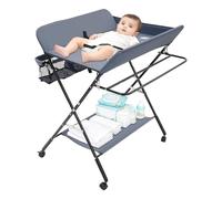 Baby Changing Table, Foldable Infant Changing, Nursery Changing Table, Portable Baby Changer Unit Table with Wheels, Max.25kg, Dark Grey, 80 * 63 * 96cm, for Changing Clothes and Diapers Massage Care
