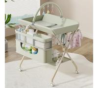 Baby Changing Table Folding Baby Changing Unit 4-in-1 Baby Changing StationStorage Tray and RailHeight AdjustableInfant Care Station for Changing Clothes and DiapersGreen