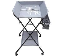 Baby Changing Table Height Adjustable Foldable Baby Changing Unit Nursery Changing Table with Storage Basket, Wheels and Removable Cloth Cover for Changing Diapers, Changing Clothes