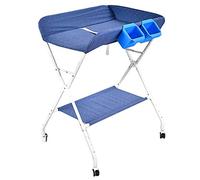 Baby Changing Table,Massaging Units, Folding Infant Diaper Station Nursery Organizer - Cross Leg Style