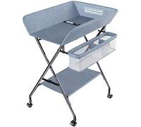 Baby Changing Table,on Casters, Foldable Infant Diaper Station Nursery Organizer with Storage, Cross Leg Style