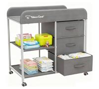 Baby Changing Table, Portable Changing Table, Changing Station with Waterproof Pad, Changing Table with 3 Storage Baskets, Mobile Nursery Organiser for Newborn