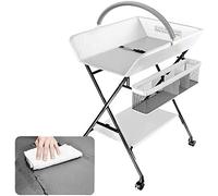 Baby Changing Table,Upgrade Folding Baby Changing Diaper Table with PU Leather Pad, Newborn Bath Station for Small Space, Nursery Organizer for Infant