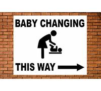 Baby Changing This Way Right Arrow Warning Safety Sign Self Adhesive Gloss Sticker 160mm x 125mm
