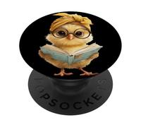 Baby Chick Open Book Reading Bird Graphic Portrait Round PopSockets Adhesive PopGrip