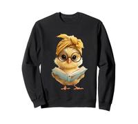 Baby Chick Open Book Reading Bird Graphic Portrait Round Sweatshirt