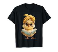 Baby Chick Open Book Reading Bird Graphic Portrait Round T-Shirt