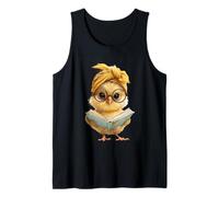 Baby Chick Open Book Reading Bird Graphic Portrait Round Tank Top