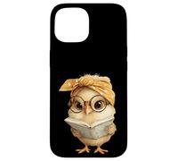 Baby Chick Open Book Reading Bookworm Bird Graphic Portrait Case for iPhone 15