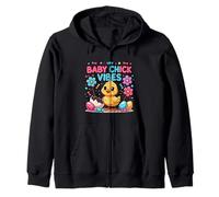 Baby Chick Vibes Cute Spring Easter Design Zip Hoodie