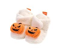 Baby Christmas Booties Halloween Booties Soft Newborn Winter Warm Fleece Slippers Unisex Kids Snow Boots Soft Soles Halloween Christmas Slippers for Infant 0-18 Months (13 White, 6-12 Months)