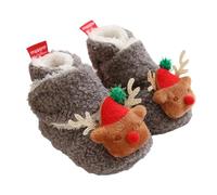 Baby Christmas Booties Halloween Booties Soft Newborn Winter Warm Fleece Slippers Unisex Kids Snow Boots Soft Soles Halloween Christmas Slippers for Infant 0-18 Months (05 Grey, 6-12 Months)