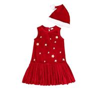 Baby Christmas Costume,Long Sleeves Green Tulle Tutu Party Dresses Girls's Fancy Dress Outfits With Headband 2Pcs Set Funny Costume New Bron Clothes Black Hat (Red#1,3-4 Years)