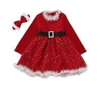 Baby Christmas Costume,Patchwork Plaid Bow Princess Dress Dresses For Girls Size 12 To 13 Years Old Outfit Angel Costume Kids Auntie Clothes Headband Santa Hat (Red#5,4-6 Years)