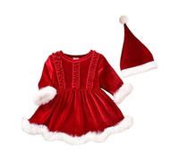 Baby Christmas Costume,Patchwork Plaid Bow Princess Dress Dresses For Girls Size 12 To 13 Years Old Outfit Angel Costume Kids Auntie Clothes Headband Santa Hat (Red#2,12-18 Months)